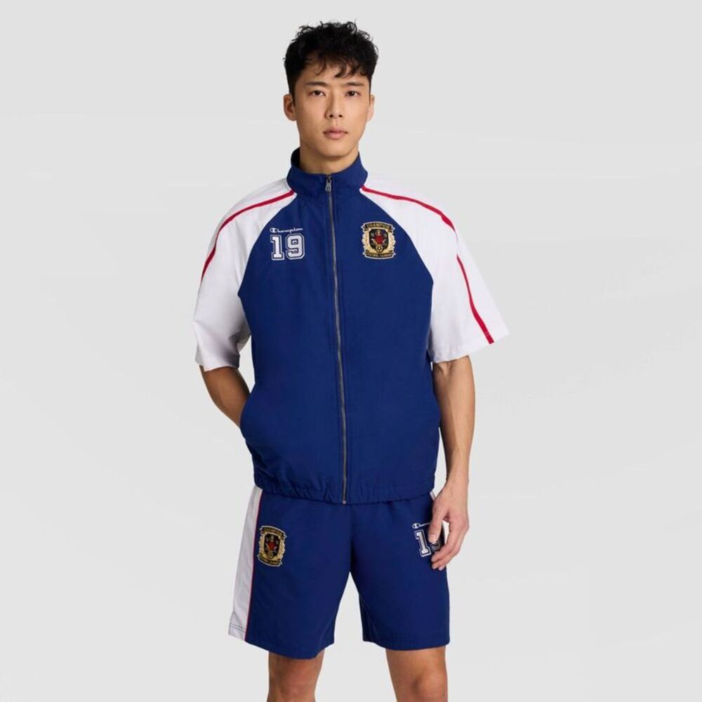 Champion Men's "World Game" Game-Day Short Sleeve Full Zip - Blue Depths M
